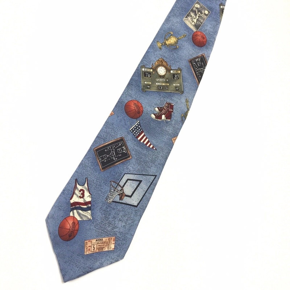 Americana Series " Early Basketball " Circa 1963 Vintage Tie Men's Silk Necktie - Picture 5 of 9